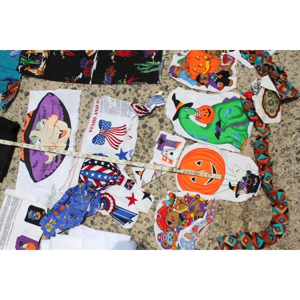 Vintage Fall Halloween Autumn HUGE LOT Bundle Quilt Sew Crafts Fabric Cotton - Picture 13 of 16